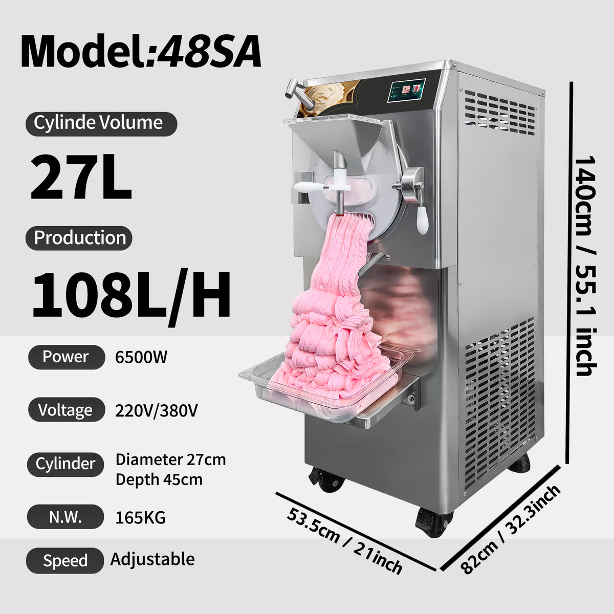 Commercial Hard Ice Cream & Gelato Batch Freezer — 108 L/H