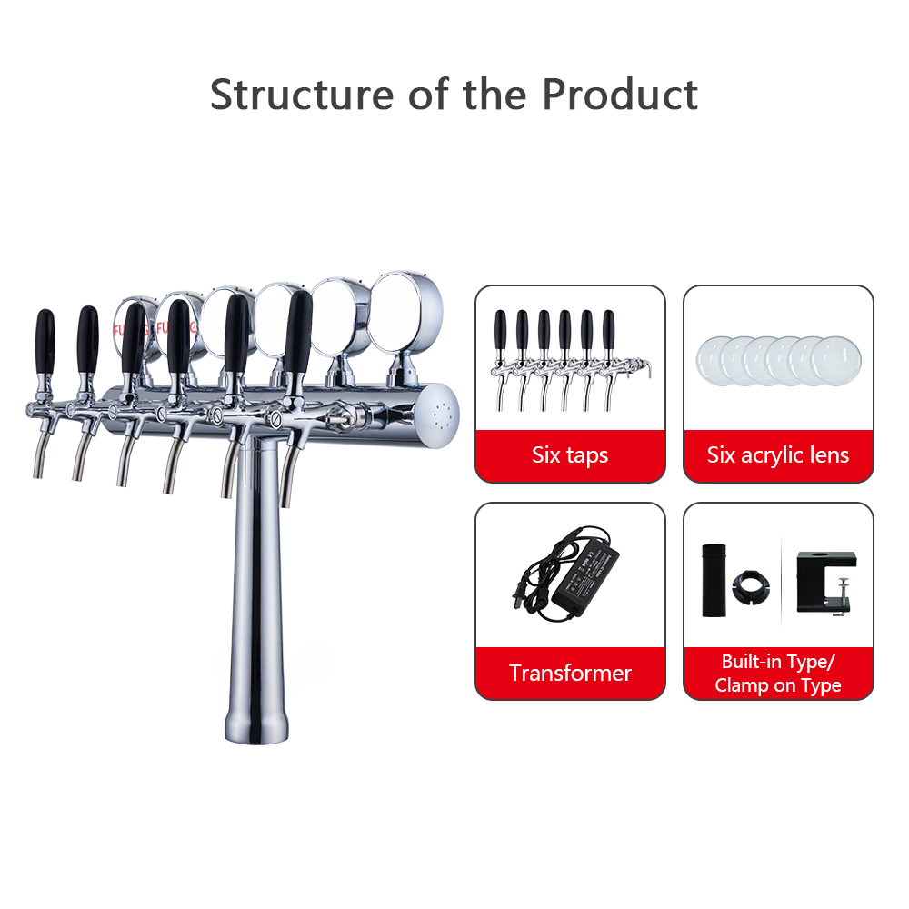 6-Tap Beer Tower Dispenser
