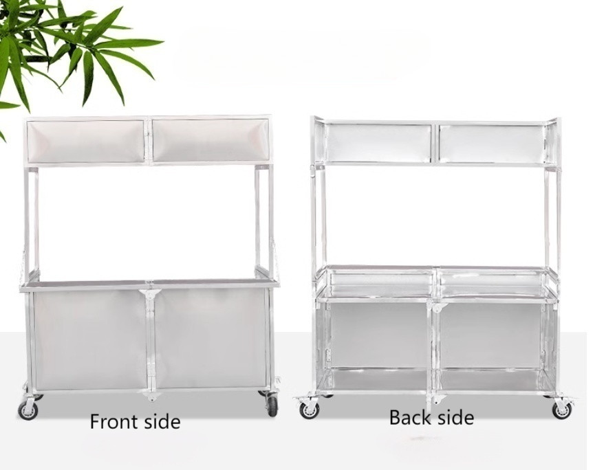 Foldable Stainless Steel Mobile Food Cart