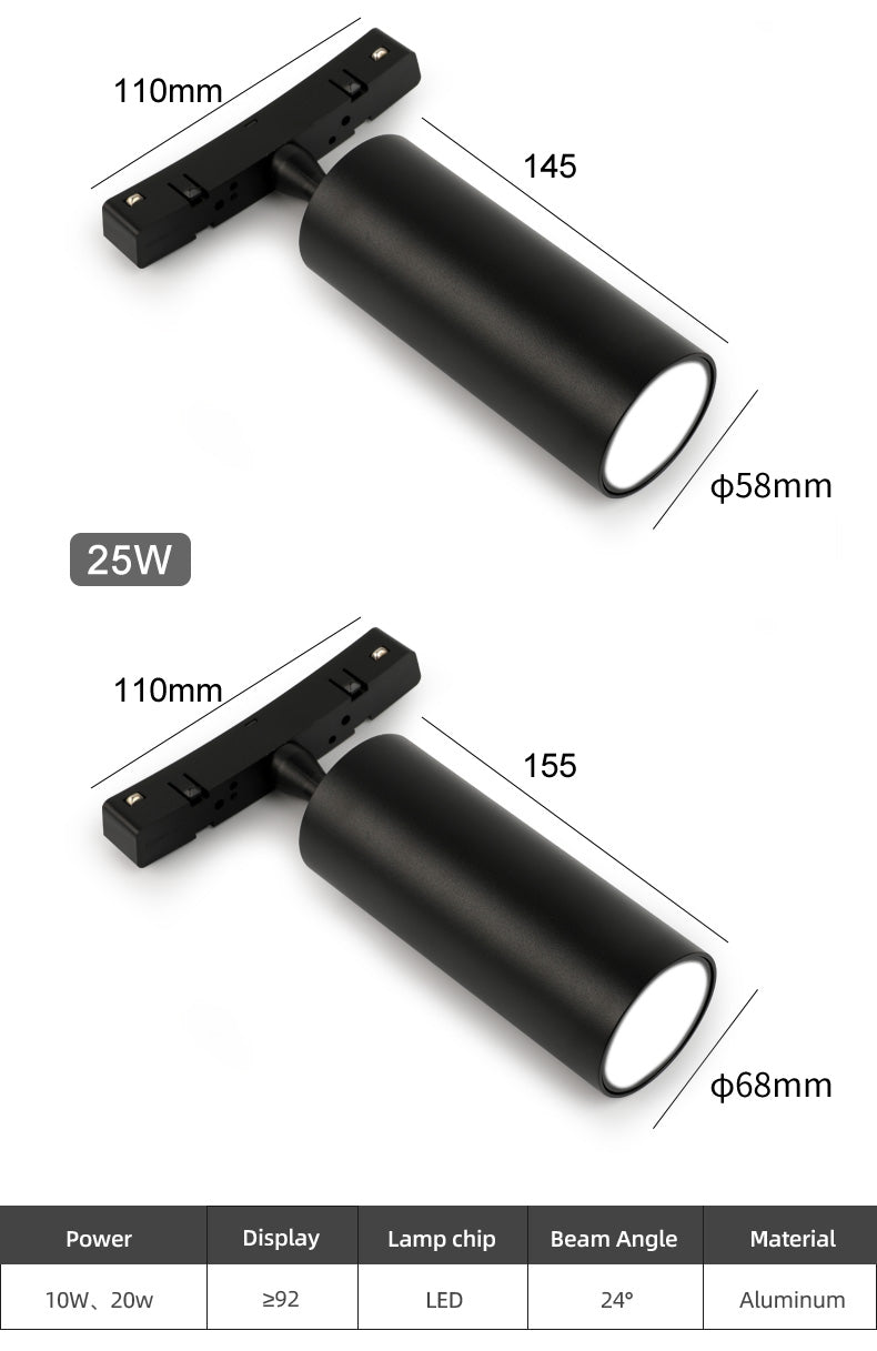 Circular Magnetic LED Track Light System — 48V, Dimmable