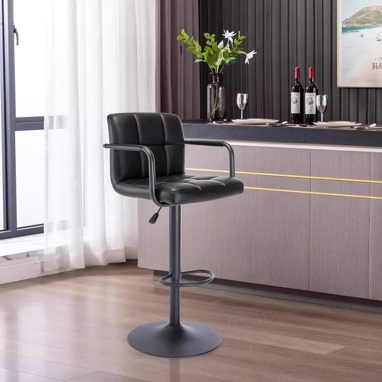 Modern Velvet Bar Stool — Swivel, Gas-Lift, Square Back