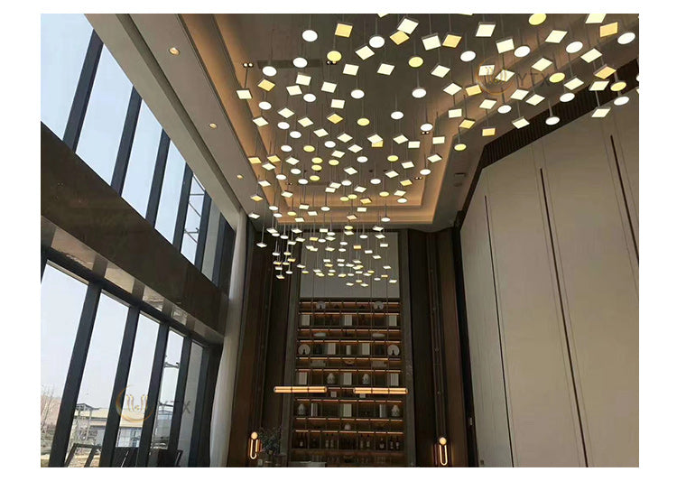 Wave-Design Acrylic & Crystal Chandelier — Custom Large-Scale