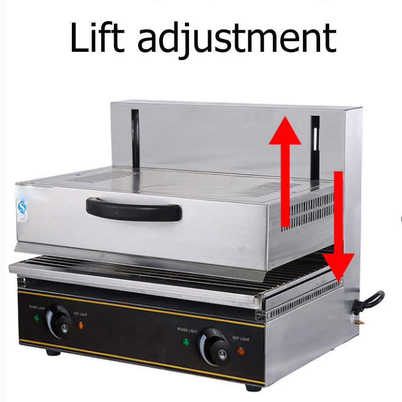 Commercial Electric Salamander Grill — Stainless Steel, Adjustable Lift
