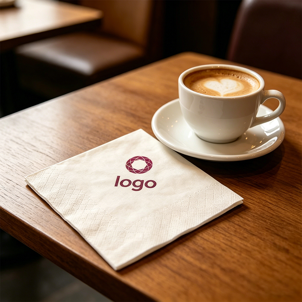 Custom Logo Cocktail Napkins — 2-Ply Wood Pulp, 1,000/Pack