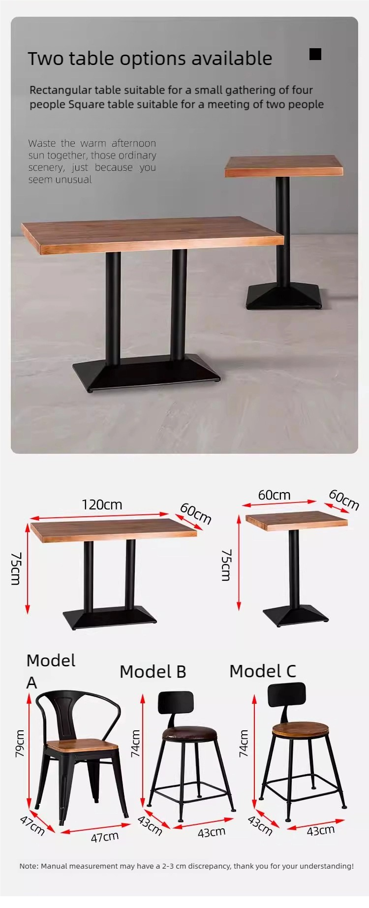 Industrial Metal-Frame Bar & Restaurant Dining Set — Table and Chairs