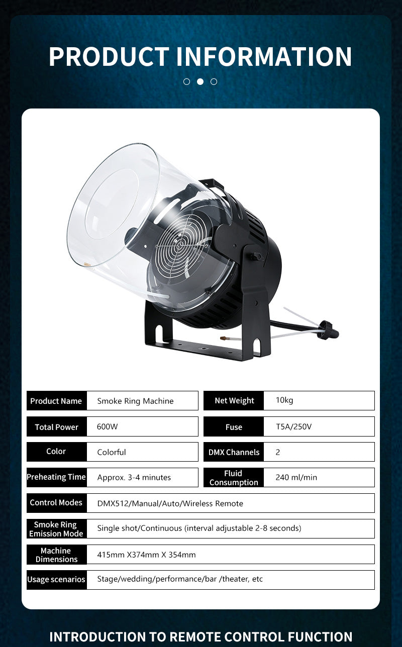 DMX512 Smoke Ring Machine — Fog Vortex Cannon for Stage & DJ