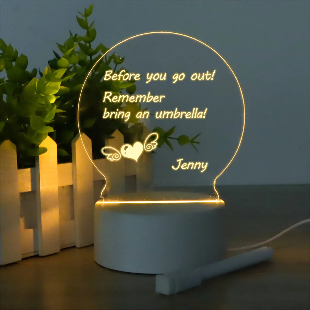 3D Acrylic LED Night Light — USB Warm-White Decorative Lamp