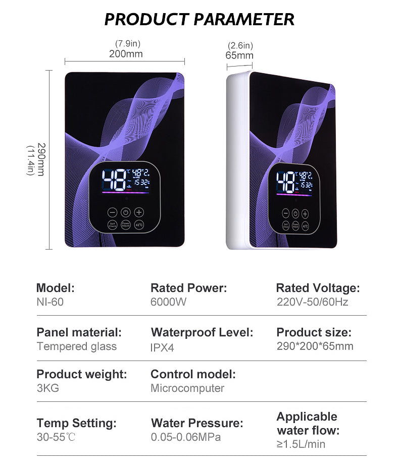 Instant Electric Tankless Water Heater — Touch Control