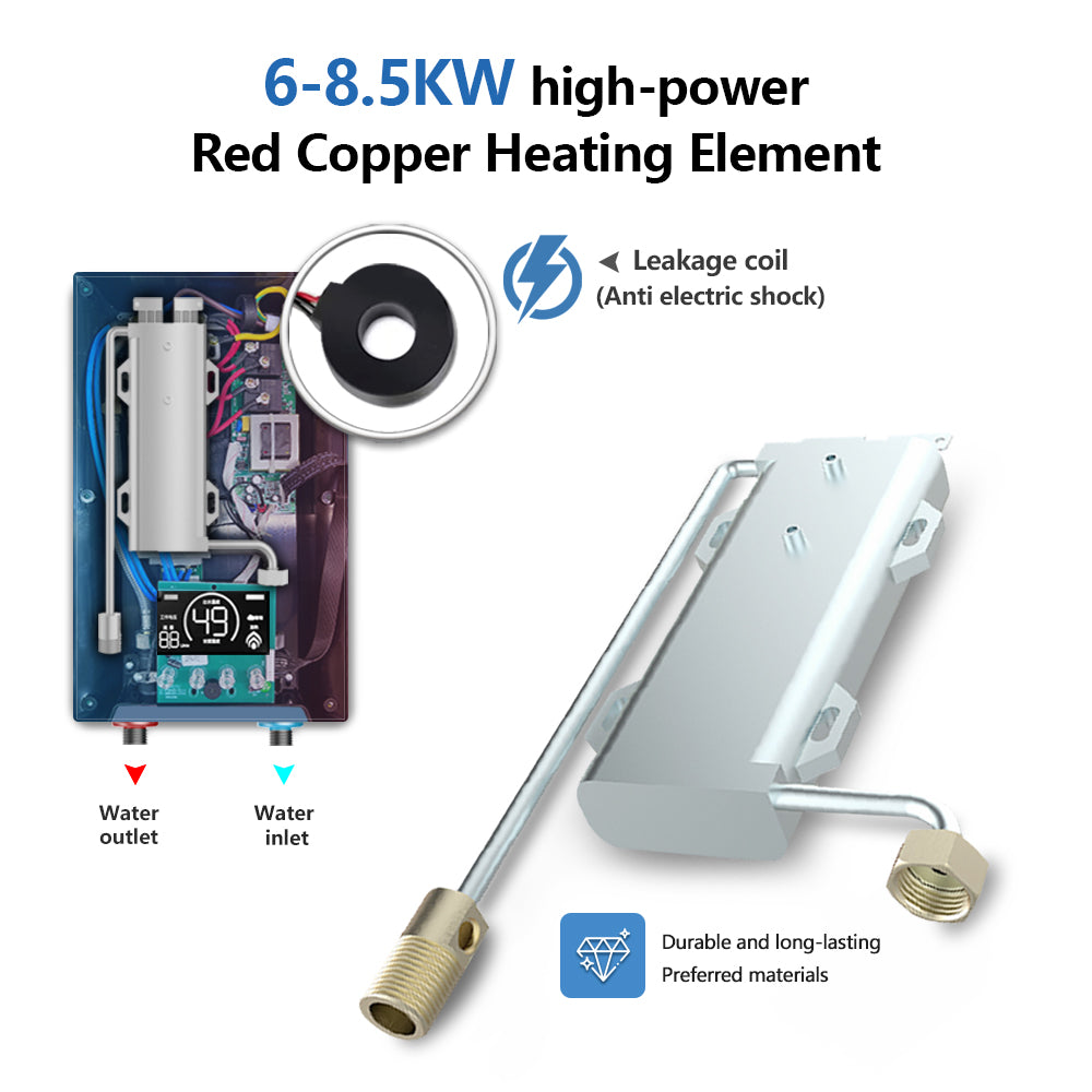 Tankless Electric Instant Water Heater — 8500 W, Touch Control
