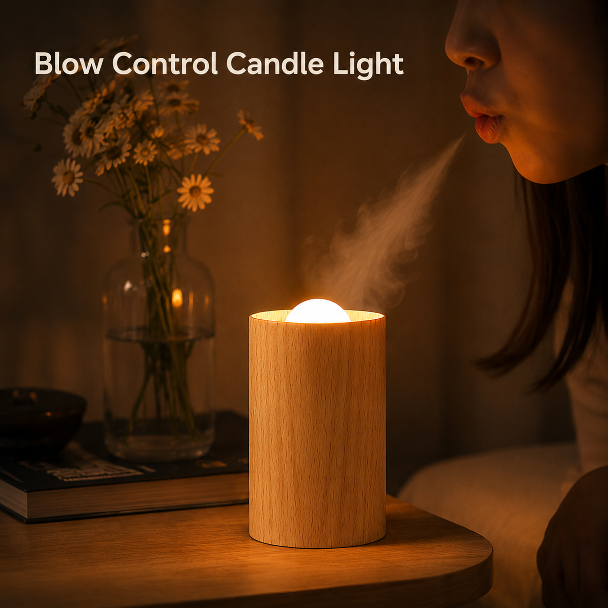Rechargeable Wooden Flameless LED Candle Lamp — Warm White