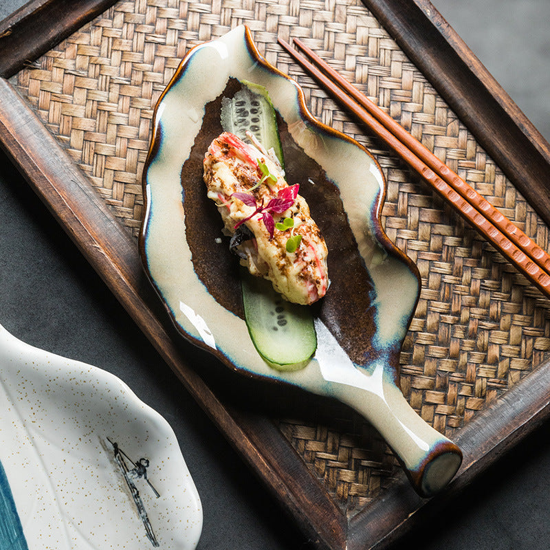 Leaf Design Hand Painted Ceramic Plate