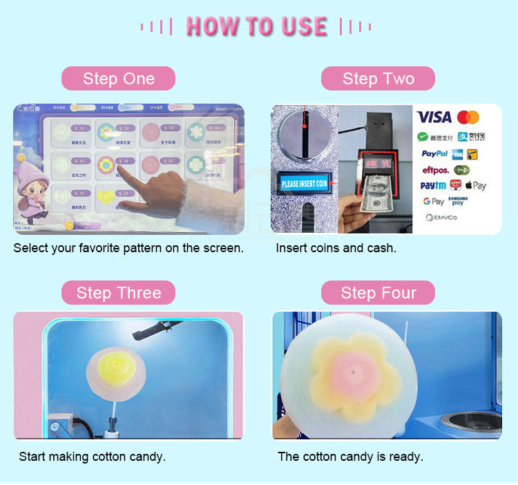 Automatic Cotton Candy Vending Machine — Touchscreen, Self-Serve