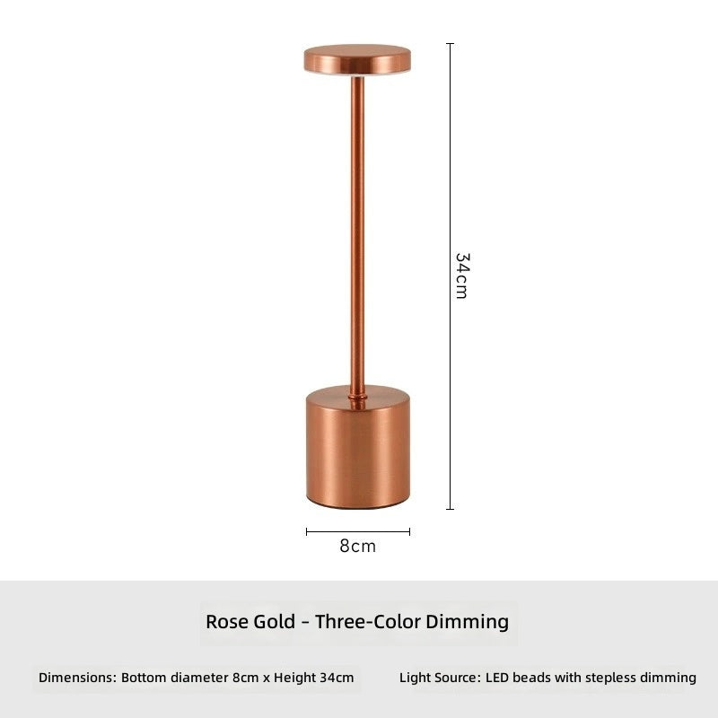 Cordless LED Table Lamp — Rechargeable Metal Dimmable