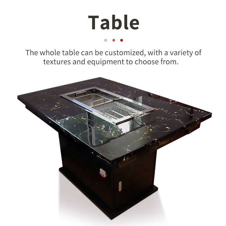 Smokeless Barbecue & Hot Pot Table — Built-In Downdraft Exhaust