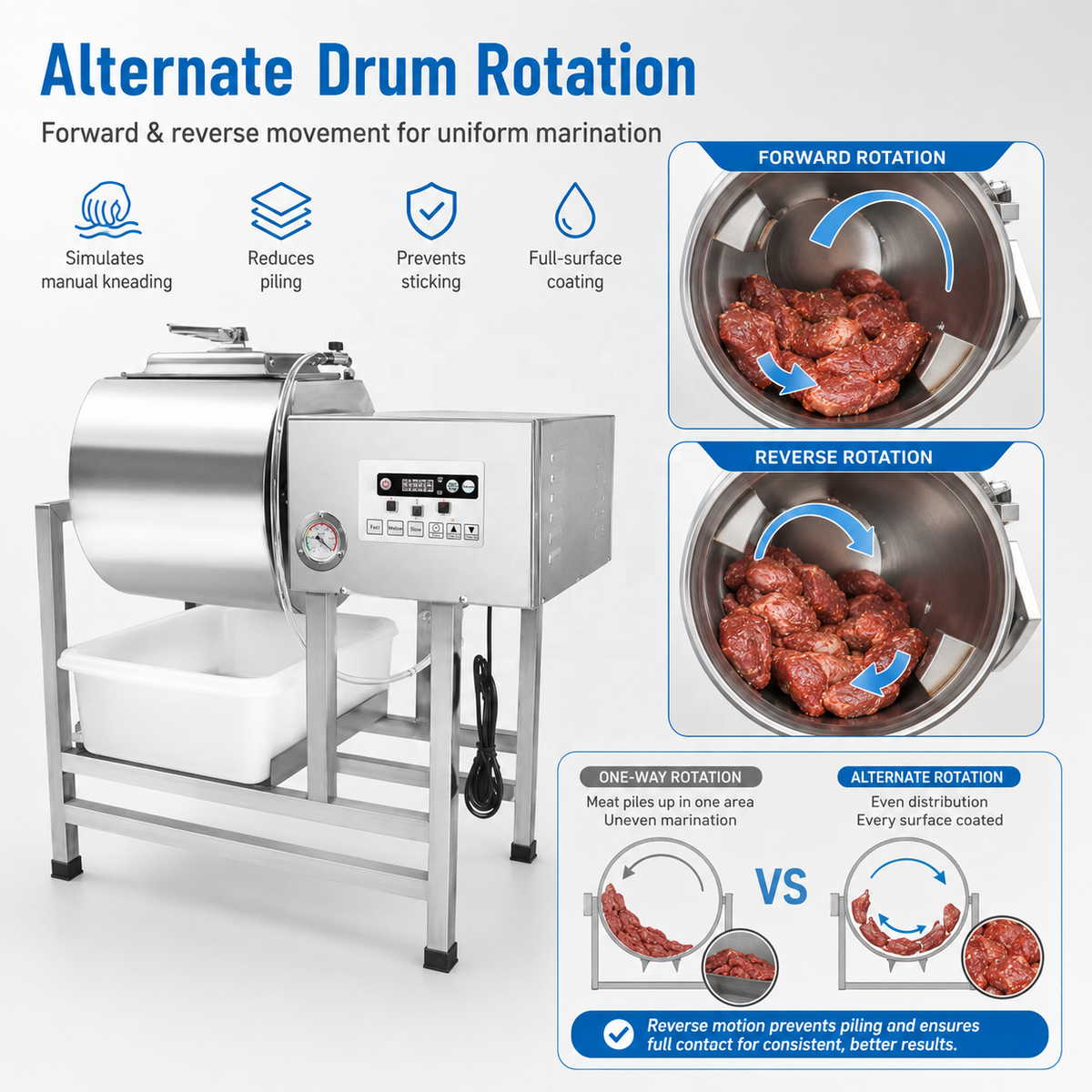 Commercial Vacuum Tumbler Marinator — Stainless Steel