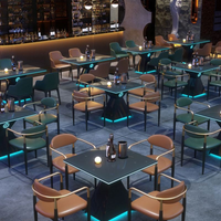 Modern Bar Furniture Set — Cross-Back Chairs &amp; Wood-Top Tables image preview