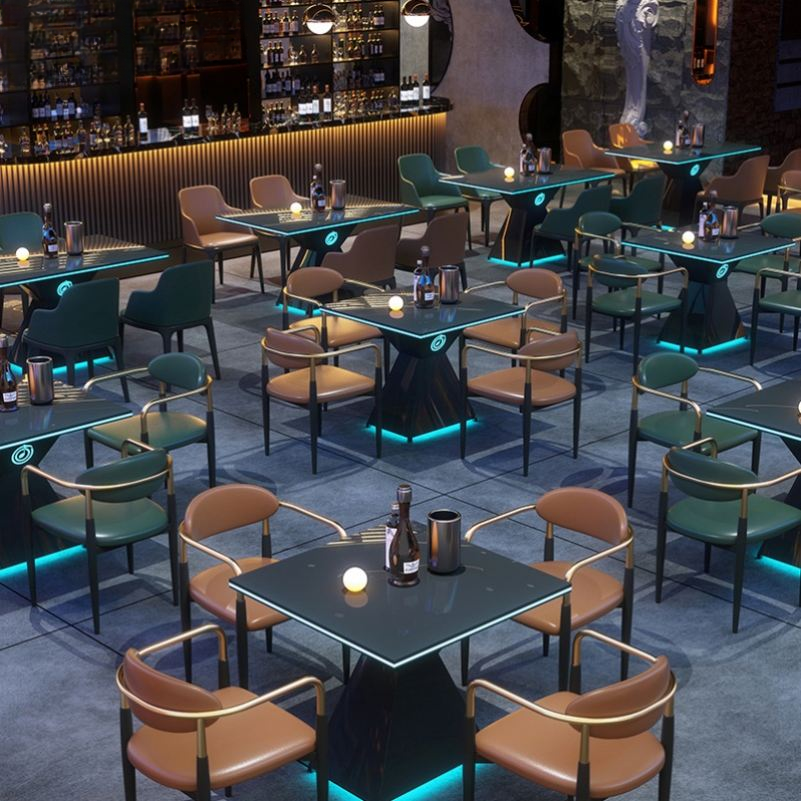 Modern Bar Furniture Set — Cross-Back Chairs & Wood-Top Tables