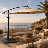 LED Cantilever Patio Umbrella — 10 ft Offset Outdoor Parasol
