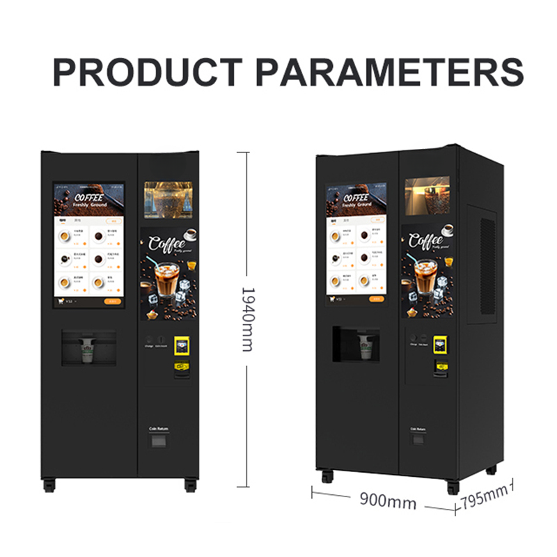 Commercial Coffee & Ice Vending Machine — 32" Touchscreen, Self-Clean