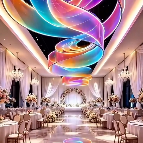 LED Glowing Ceiling Drapery — Translucent Wedding & Event Fabric