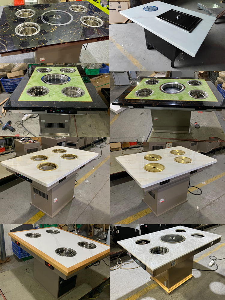 Smoke-Free Hot Pot Table — Marble Top, Built-In Induction