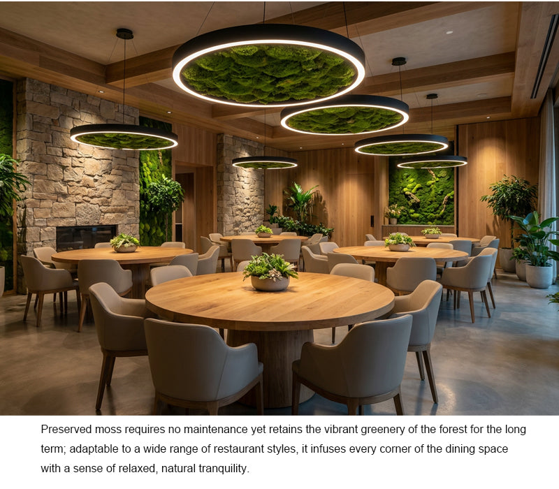 Biophilic LED Ring Chandelier with Preserved Moss