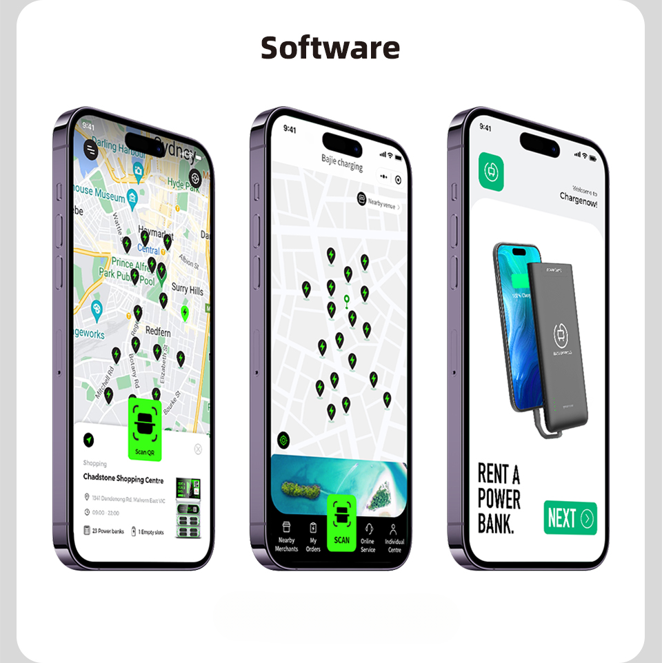 24-Slot Shared Power Bank Vending Station with Advertising Screen