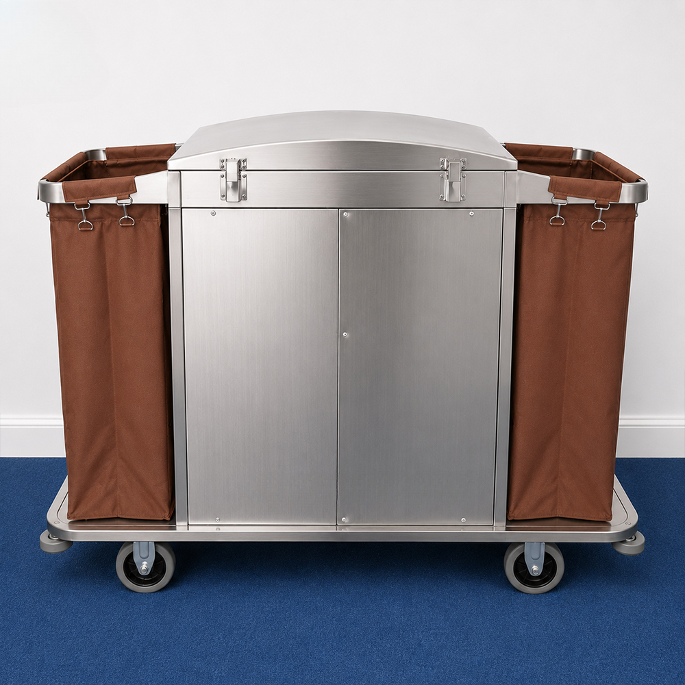 Housekeeping Linen Cart — Foldable Stainless Steel