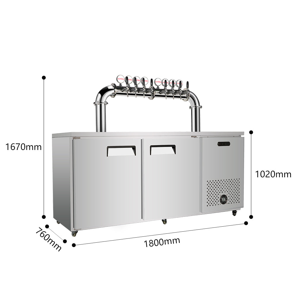 Commercial Draft Beer Kegerator — Dual Cooling, 2–12 Tap