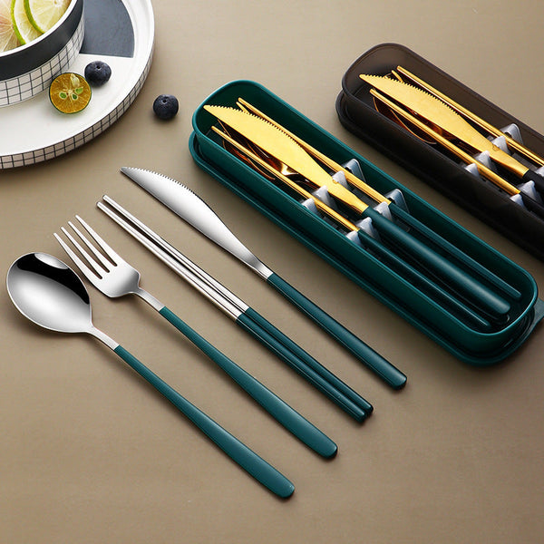 Stainless Steel Cutlery Set with Case — 4-Piece