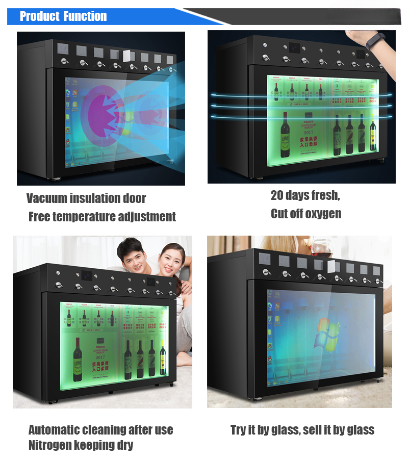 Automatic Wine Dispensing System — Lighted Stainless Steel Cooler