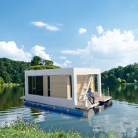 Aluminum Pontoon Houseboat — 11.5 m, Twin 150 hp Outboard — превью изображения