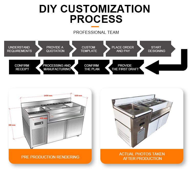 Custom Cocktail Bar Station — Refrigerated Underbar Workstation
