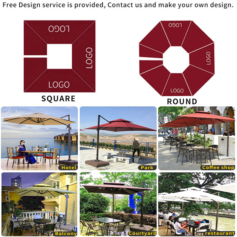 Commercial Patio Umbrella — 3×3 m Aluminum Roman Garden Parasol