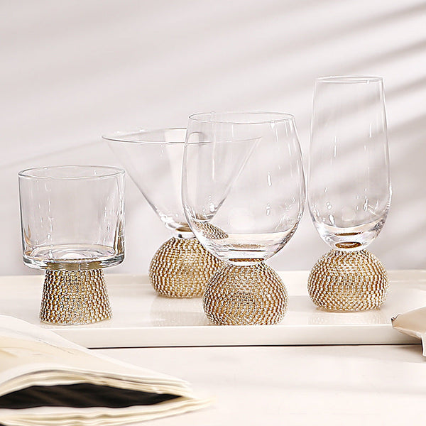 Diamond-Encrusted Crystal Glassware — Cocktail, Wine & More