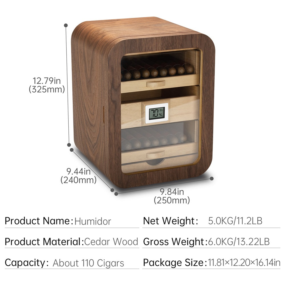 Cedar-Lined Cigar Humidor Cabinet — 110-Cigar Capacity