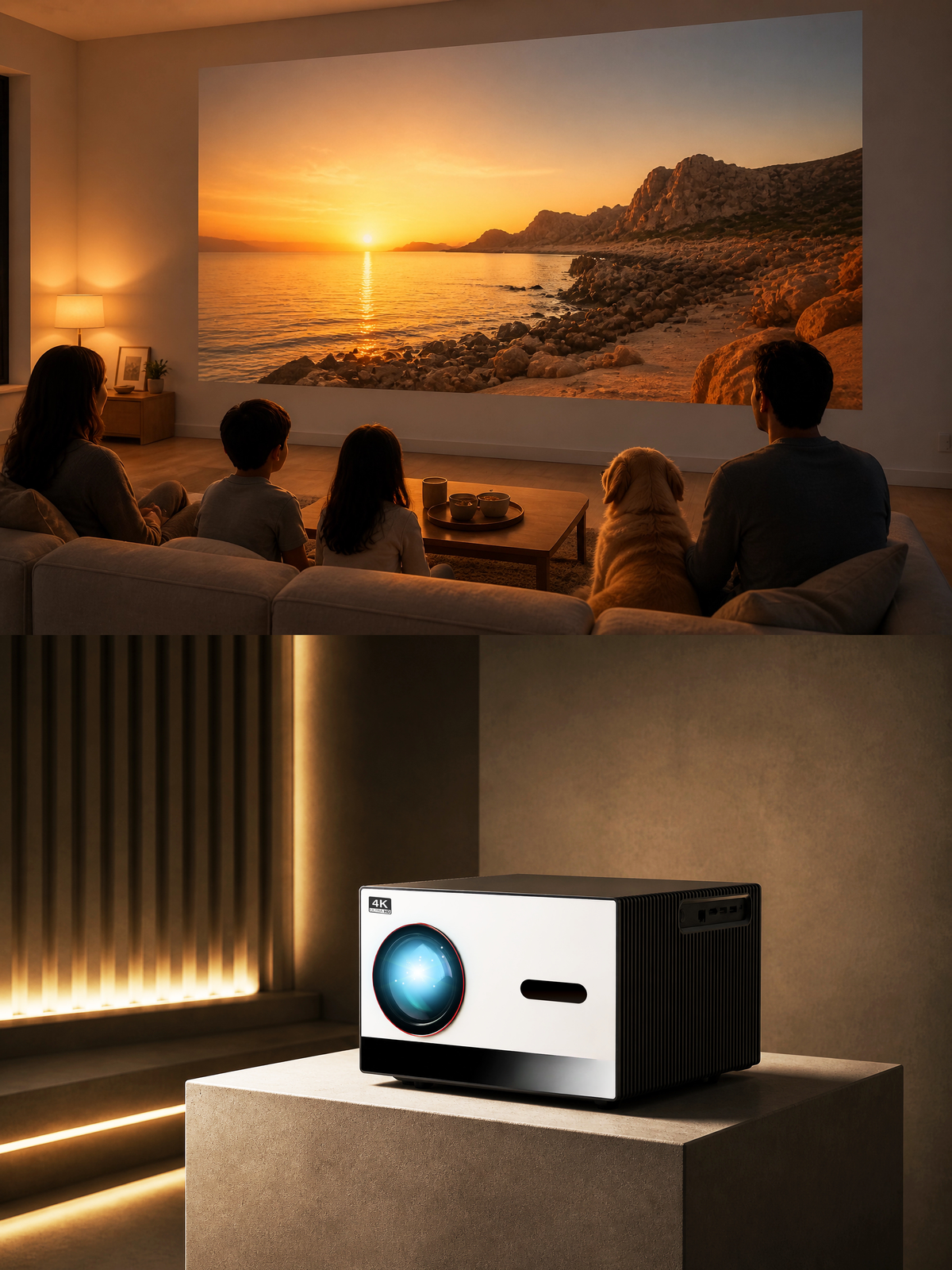 4K UHD LED Projector for Bars & Events — 60–200 inch
