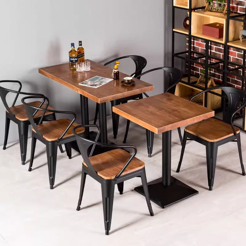Industrial Metal-Frame Bar & Restaurant Dining Set — Table and Chairs
