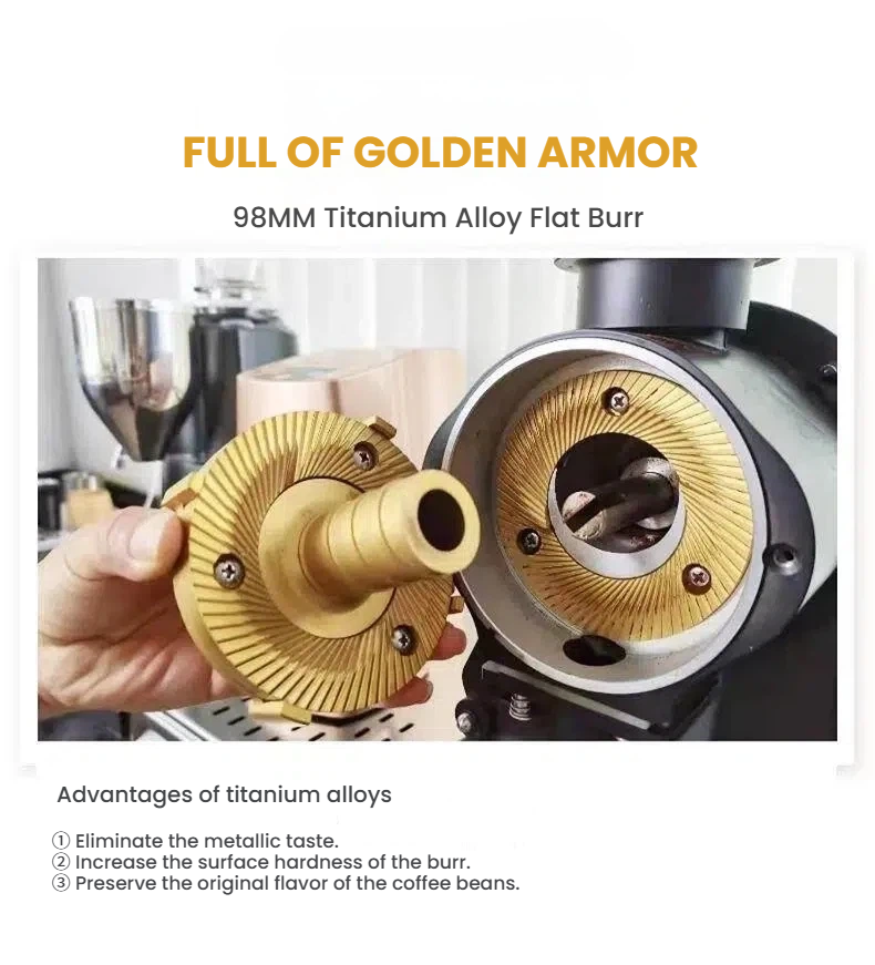 Commercial 98mm Flat Burr Coffee Grinder — 1000W
