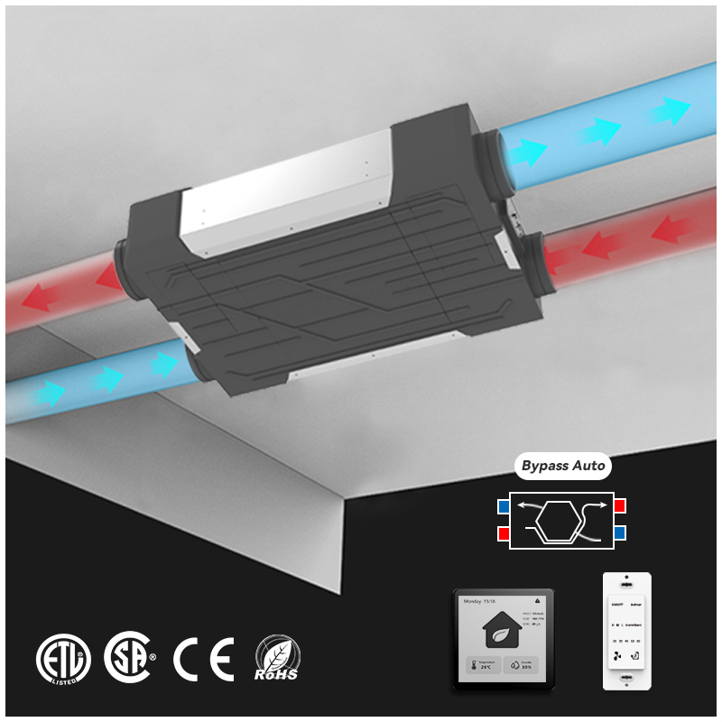 Ceiling-Mounted Heat Recovery Ventilation System with Smart Wi-Fi Control