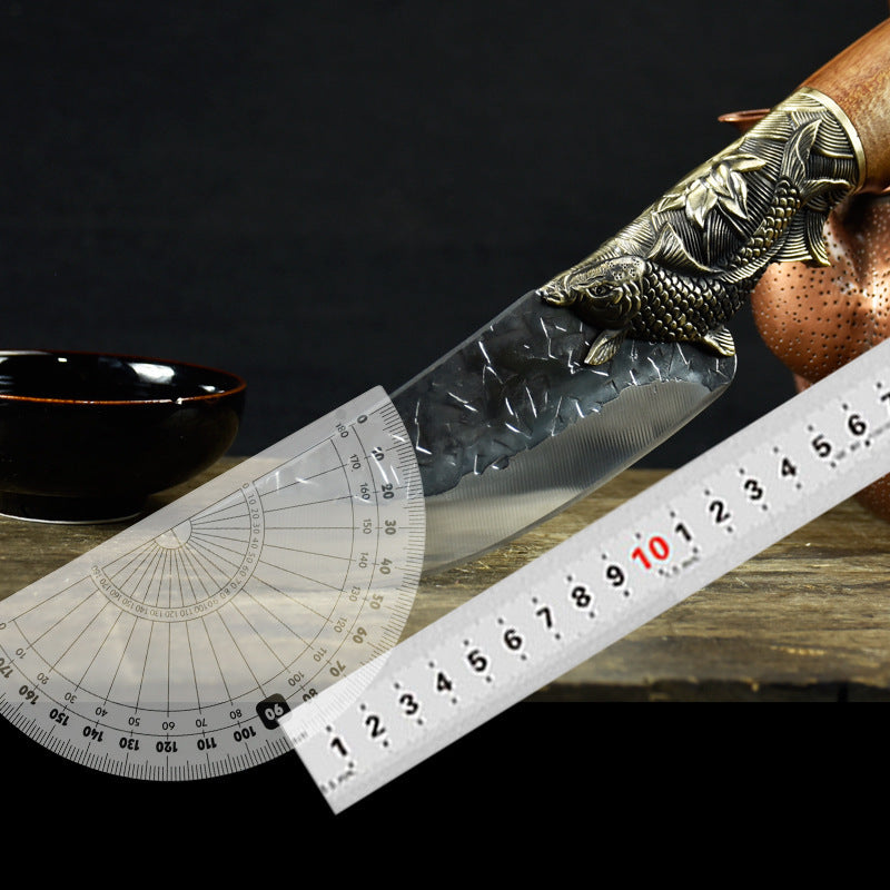 Hand-Forged Kitchen Knife with Fish-Shaped Guard