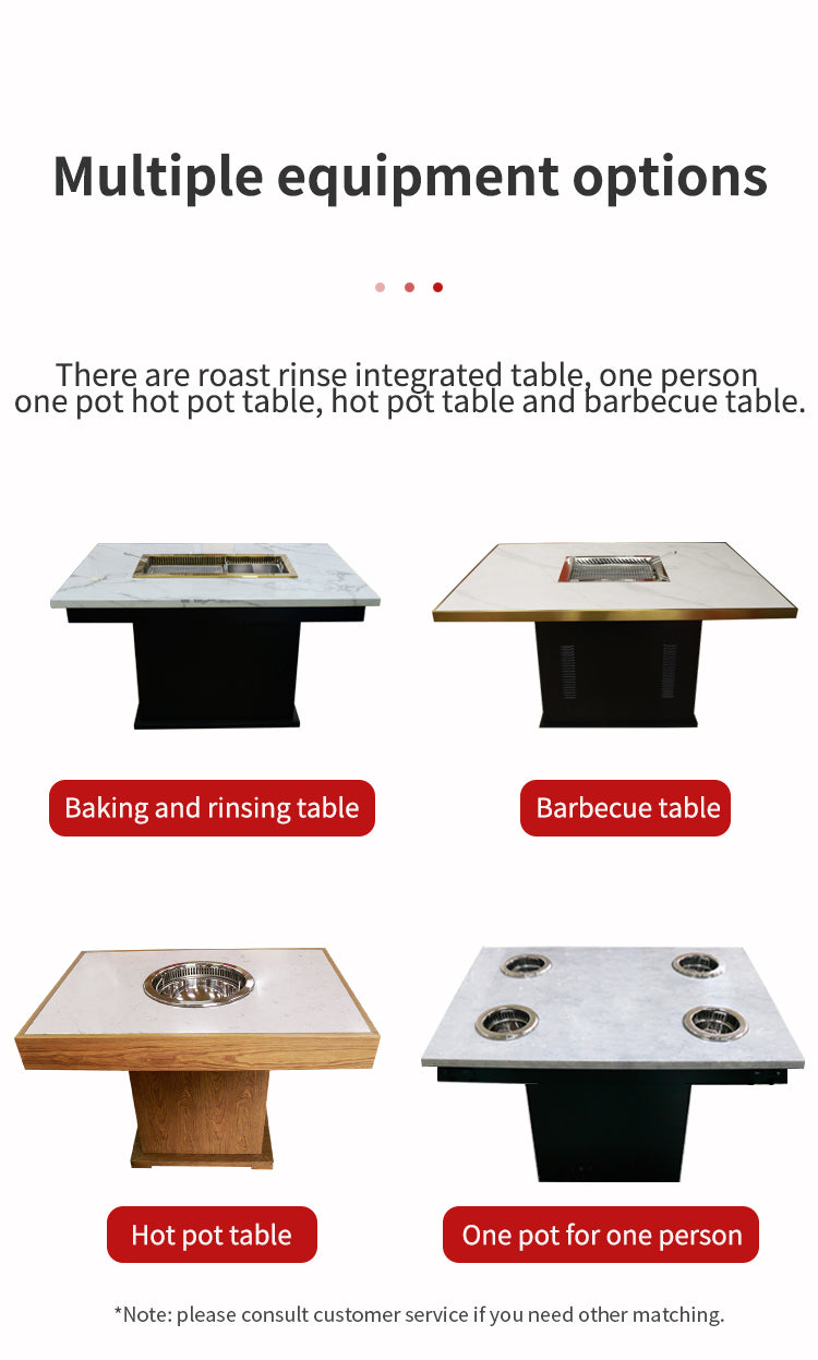 Smokeless Barbecue & Hot Pot Table — Built-In Downdraft Exhaust