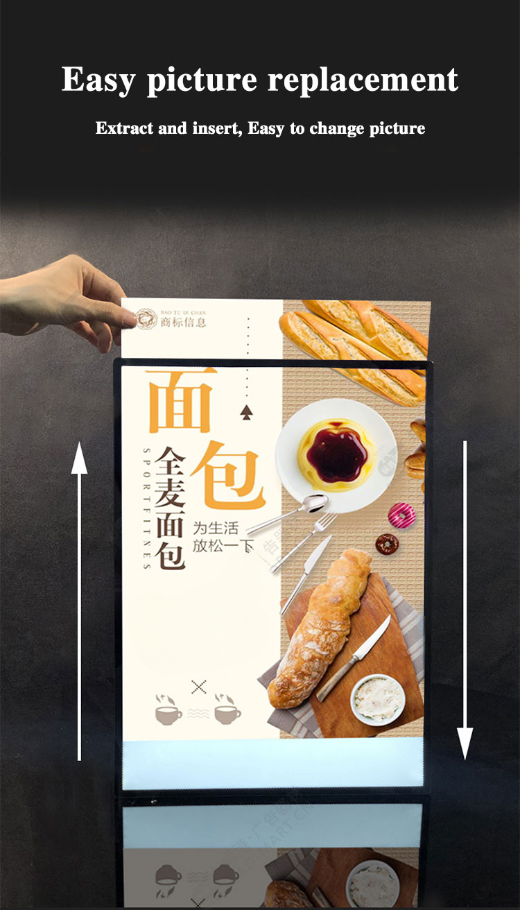 Slim LED Menu Light Box — Aluminum Snap Frame, A2