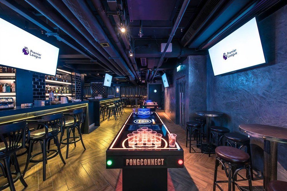 LED Beer Pong Table with Cabinet — RGB Lighted Drinking Game Table