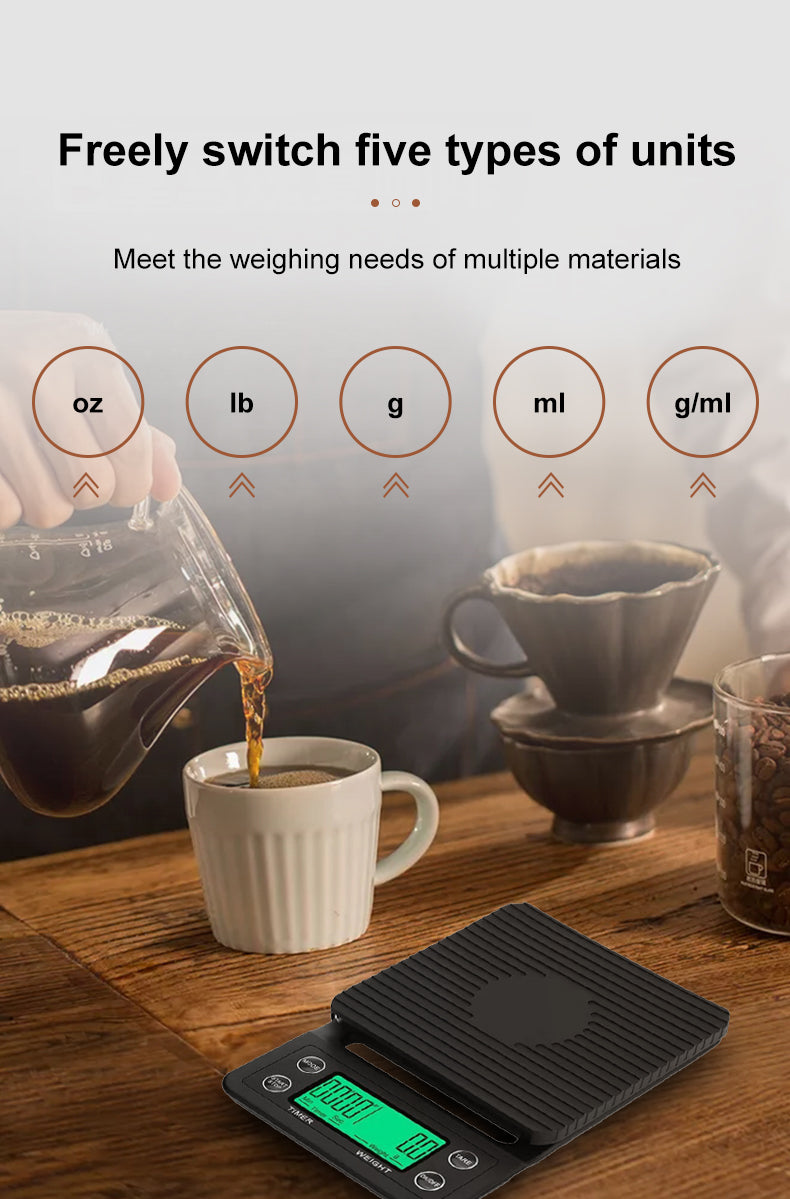 Digital Coffee Scale with Timer — 3 kg, 0.1 g
