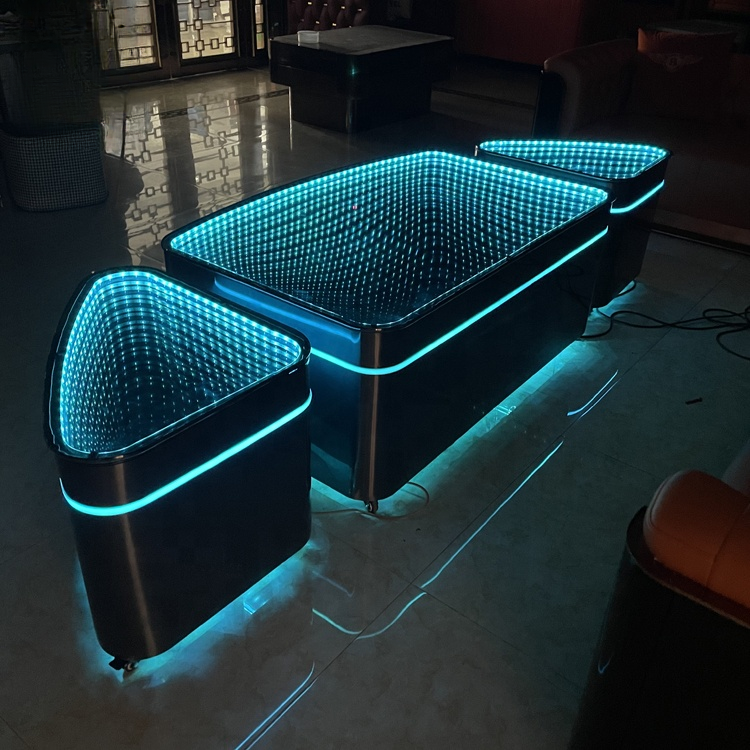LED Glow Bar Table — RGB Illuminated Stainless Steel Cocktail Table