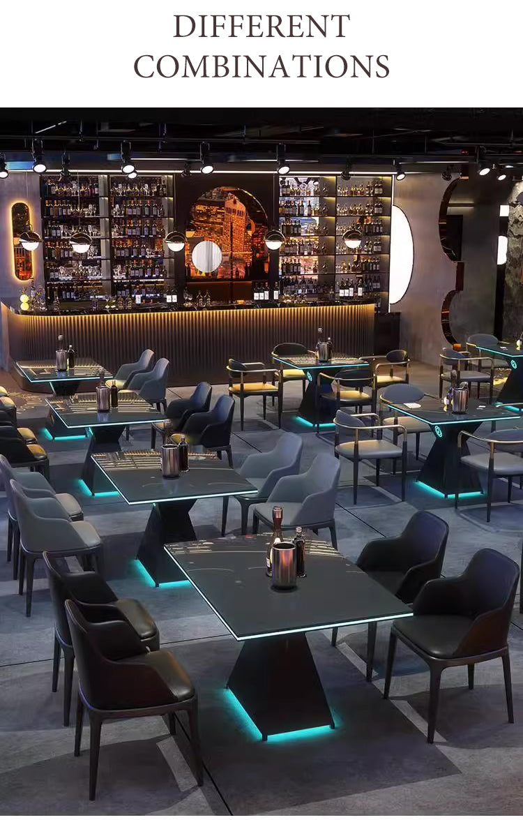Modern Bar Furniture Set — Cross-Back Chairs & Wood-Top Tables