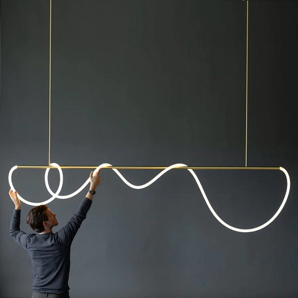 Minimalist LED Line Pendant Light — Silicone DIY Chandelier