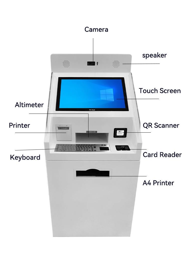 Touch-Screen Self-Service Kiosk — Inquiry, Ticketing & A4 Printing