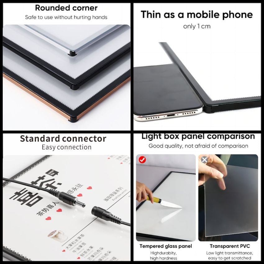 Ultra-Slim LED Menu Light Box — Aluminum Frame, Backlit Display